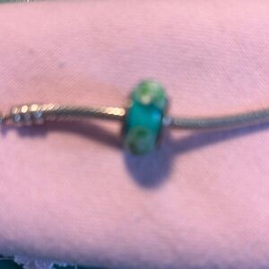 Pandora Green and Silver Charm AUTHENTIC SILVER